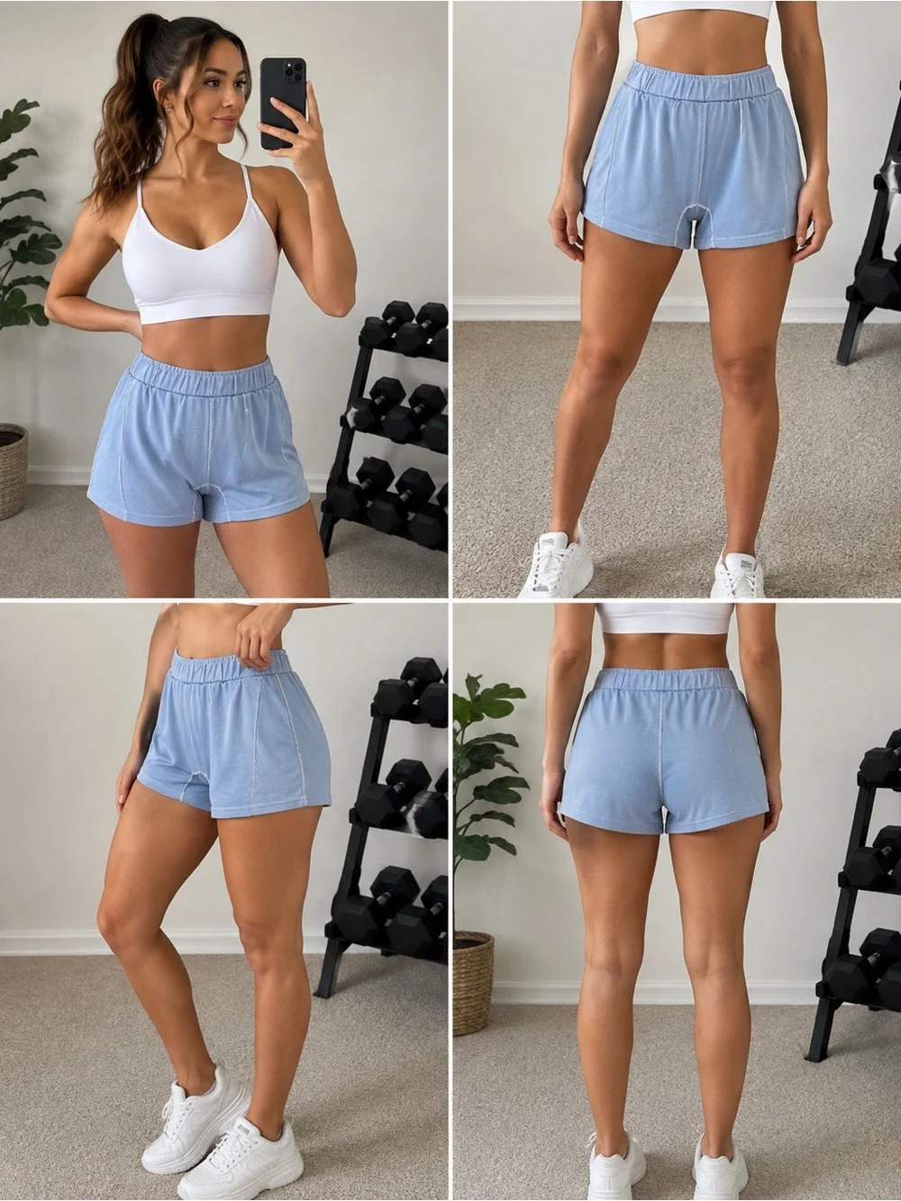 Light Blue Women's Active Lounge Shorts